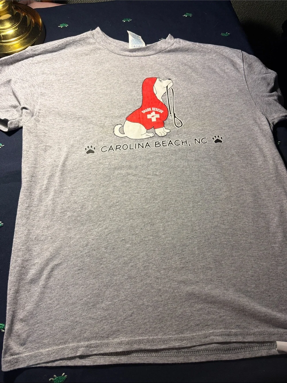 Carolina Beach, NC Lifesaver Dog Graphic T-Shirt - Gray with Red Accent
